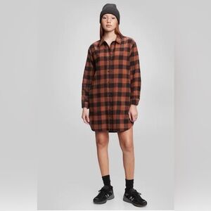 Gap Plaid Flannel Shirt Dress in Rust and Black, size S
